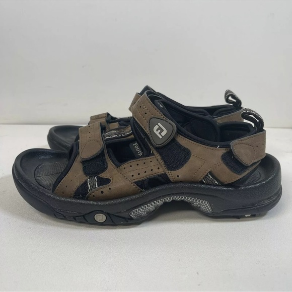 Footjoy Golf Sandals Mens Size 8 M Brown Adjustable Straps w/ Spikes 45493 - Picture 2 of 8